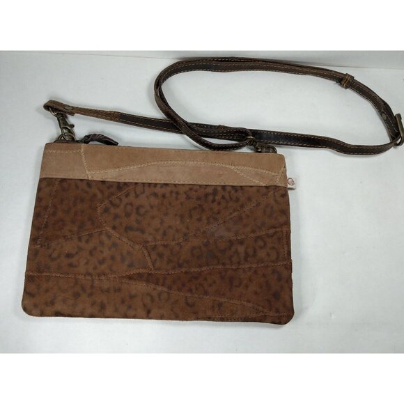 Vaan & Co Leather And Suede Crossbody Bag Print Patchwork Purse Small Handbag - Picture 3 of 7